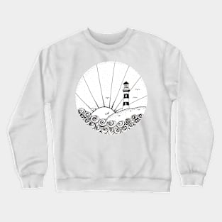 Whimsical Lighthouse Daylight Ink Illustration Crewneck Sweatshirt